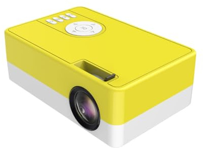Mini proyector portátil de video-proyector, proyector de teléfono 1080P Full HD, proyector de cine en casa, proyector pequeño compatible con varios periféricos (480P, amarillo)
