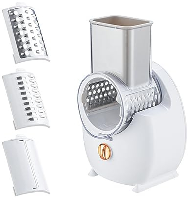 SIUKE grattugia elettrica,Grattugia Formaggio Elettrico Trituratore Tipo C Ricarica One-Touch Control Cordless Rotary Automatic Electric Shredder con 3 Accessori Gratuiti per Verdure Formaggi Carote