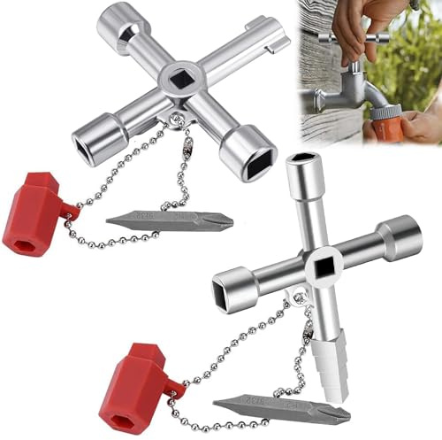Llave Cruzada Universal Llave Triangular 4 Vías Llave De Utilidad Llave | Cuadradillo Multifuncional Llave Ascensor Para Medidores Eléctricos Medidores Agua Radiadores Contadores De Gas 2Pcs