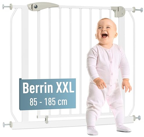 ib style Bersin XXL 85-185 - Griglia di protezione per le scale dei bambini, senza foratura, 85-95 cm, colore: Bianco