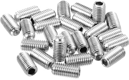 sourcing map 25Pcs Hex Socket Grub Screw, 1/4-28x1/2 304 Stainless Steel Head Socket Set Screws Flat Point Grub Bolt for Door Handles, Light Fixture Repair
