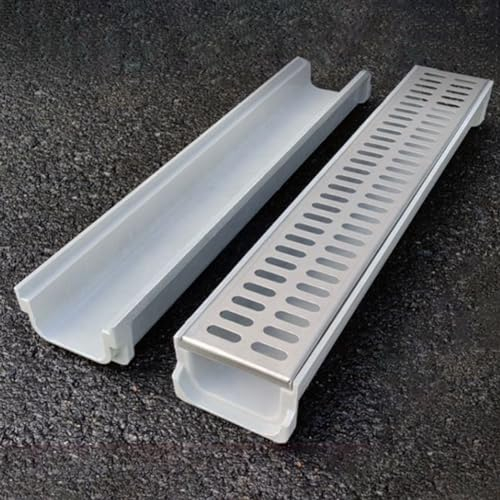 Entwässerungsrinne Französisches Drainagesystem Für Den Hof, 60CM Entwässerung Graben Kanal Entwässert Catch Basin Für Einfahrten Garten Betonboden Boden, U-förmig Wasserrinne (Color : LxWxH, Size :