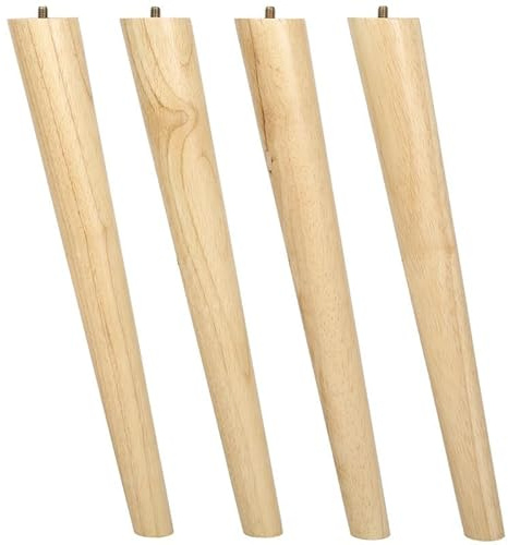 BELLE VOUS 4er Set Möbelfüße Holz - Mit Schrauben und Befestigungsplatten - Füße für Möbel, Sofas, Schränke, Tische und Stühle - Tischbeine Holz - Möbelbeine - Abgewinkelt