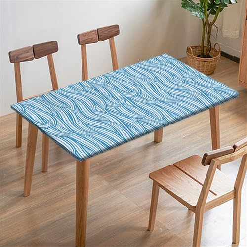 Morbuy Rechteckige Muster Elastische Tischdecke, Rechteckig Tischdecke mit Gummizug Spanntischdecke Gartentischdecke für Outdoor Picknick Camping Partys (Himmelblau,100x100cm)