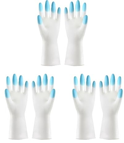 LUNCHS Putzhandschuhe 3 Paare Haushaltshandschuhe Geeignet Zum Waschen Von Gemüse Und Töpfen Gummihandschuhe Gerichte Einfach Zu Tragen, Weich Und Bequem(Blau)