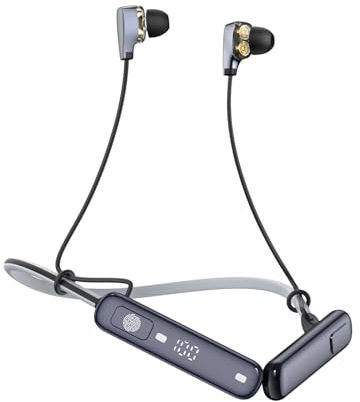 Kinobo Neckband Bluetooth Headphones，6.0 Bluetooth 120 Hours Playtime，IPX7 Sports Waterproof Earbuds with Microphone Noise Cancelling with TF Card Slot ，HiFi Stereo (Black)