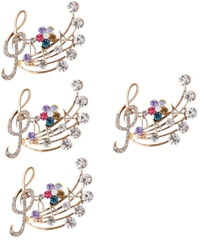 VALICLUD 4 Stück Musiknotenbrosche Glitzer Brosche Musiksymbolstift Musiksymbol- Strass- Musiknotenstift Anstecknadel für Musiknoten Anstecknadel mit Musiknoten