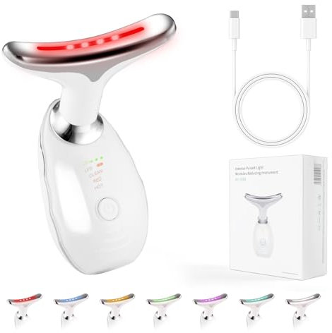 ACWOO Face Massager, Face Lifting Device, 7 Color Electric Skin Tightening Machine Neck Lift, Anti-Wrinkle Face Device with 45±5°C Heat EMS Massage and 3 Mode, Eye Sculptor for Skin Care, Anti Aging