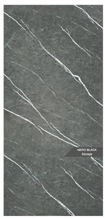 AMON Duschrückwand Wandpaneele 122x244cm in Marmor- und Granitoptik (Nero Black), Badrückwand Duschverkleidung Wandverkleidung aus 3mm PVC, für Innen- und Außenbereich