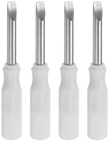 QUARKZMAN 4 Stück SL3.0 Mini Schlitzschraubendreher Set Kleine Schraubenzieher Set 3mm Magnetisch Schlitzkopf 45mm Länge Feinmechaniker Schraubendreher Set für Reparatur Werkzeug Set, Weiß