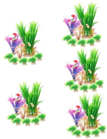 Kisangel Lot De 5 Plantes Artificielles Robustes pour Aquarium Décorations en Plastique Faciles À Entretenir Créant Un Environnement Naturel pour Aquarium 8 Pièces X 5
