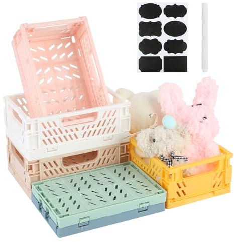 XIEJ 6 Pezzi Cassette Plastica Pieghevoli, Mini Cassetta Pieghevole in Plastica, Cassetta Pieghevole Portatile, 15 x 10 x 5,8 cm Cestini Portaoggetti, Scatola Porta Oggetti per Casa, Classe, Ufficio