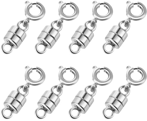 8 Pack Silver Magnetic Jewelry Clasps - Strong Magnetic Connectors for Necklace/Bracelet/Anklet Making | DIY Craft Findings (2CM)