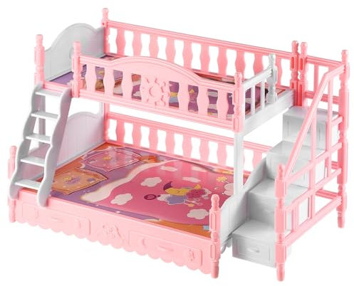 ERINGOGO Miniatur Puppenbett Etagenbett Puppenhaus Möbel Zubehör Für Kreative Spielwelten Leicht Und Realistisch Gestaltet Für Puppenhaus-Dekoration