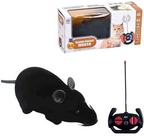 Ailan Ferngesteuertes Rattenspielzeug für Katzen, elektronisches Rattenspielzeug für lustiges Jagdsimulationstierspielzeug, interaktives Katzenspielzeug, ferngesteuertes Mäusespielzeug (Schwarz)