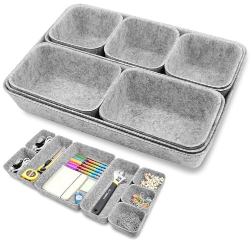 8Stk Schubladen Organizer Filz,Stapelbare Filz-Aufbewahrungsboxen,Schublade Organizer,Schubladen Ordnungssystem,Schminktisch Organizer,Filzkorb für Schreibtisch,Schminktisch,Nachttisch, Schrank