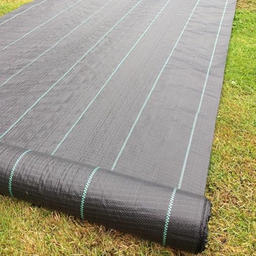 Pound Heavy Duty Weed Control Fabric – 2m x 5m Roll Weed Membrane | UV-Stabilised Weed Barrier | Weed Suppressant for Landscaping, Flower Beds & Gardens | Plant Protection & Pest Control
