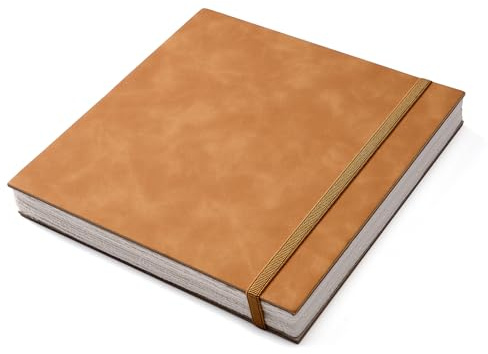 Skizzenbuch mit Büttenrandpapier, 150 g/m², 80 Blatt Mixed-Media-Papier, säurefrei, handgeschöpft, gebundenes Skizzenbuch im Vintage-Stil für Bleistift, Tinte, Marker, Acryl und mehr (20X20 CM)