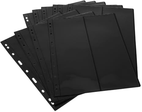 JECOMPRIS 10pezzi Album per Francobolli Bifacciali Pagine Interne File Verticali Doppie Organizza e Proteggi Francobolli Libro Elegante per Collezione di