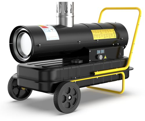 DAHTEC Indirect Diesel Space Heater, 30 KW Industrial Heaters, 50L Large Fuel Tank, Adjustable Thermostat, Wheeled, Overheat Protection, Suitable for Workshops, Building Sites and Agricultural