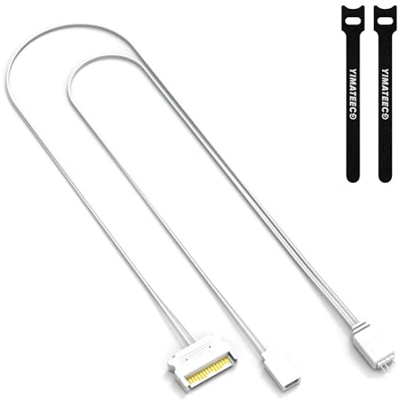 YIMATEECO ARGB Controller Neustarttasten 5V 3-poliger ARGB Kontrolleur Integrierter Lichtmodus SATA-Netzteil Manuell RESET-Controller Kabel für Gehäuselüfter, Lichtleisten, Lighting Board (Weiß)