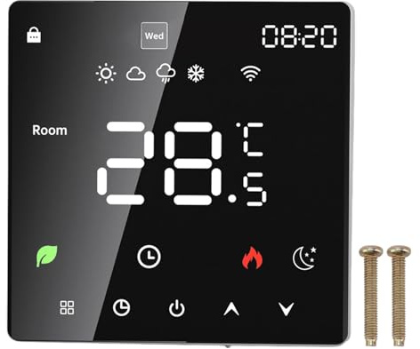 Smart 16A Electric Heating Controller with LCD Colour Touchscreen, Programmable Timer, 90-240V - Precise Temperature Control for Underfloor Heating, Wireless UFH Timer for Home (Standard)