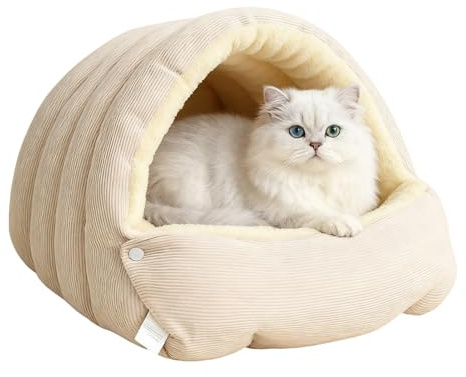Katzenbett-Haus – warme Plüsch-Haustierhöhle für bequemen Schlaf, weiches, waschbares Zeltnest mit rutschfester Unterseite, gemütliches Kätzchen-Versteck für Hauskatzen, kleine Hunde und den
