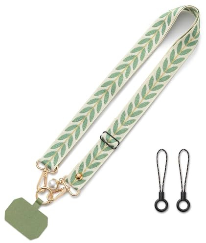 JOOTUEPO Universal Printing Phone Lanyard, Adjustable Crossbody Phone Lanyard, Wide Neck Phones Strap with Patches, Adjustable Strap Pouch for Travel and Shopping Compatible with Most Phones ﻿