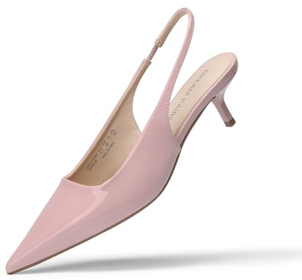 DREAM PAIRS Women's Kitten Heels Slingback Low Closed Toe Comfortable Pumps Pointed Toe Wedding Party Elegant Dress Shoes,Size 5,Pink,SDPU25093W