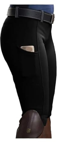 RUWLFE Dam häst racing ficka höftlyft ridning tights ridbyxa ridbyxor knäbyxor ridning leggings för kvinnor, Svart, XL