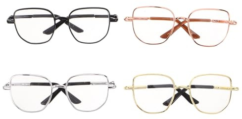 SUPVOX 4pcs Mini Eyeglasses Metal Square Frame Lens Doll Glasses Toy for Stuffed Animal Dress-up Dollhouse Craft DIY Boys and Girls