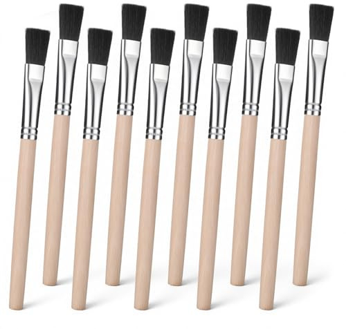 TIESOME 10 Stück Flache Pinsel Set, Malerpinsel Flach Pinsel Kleine | Malerei Pinsel Flachpinsel Aquarellpinsel Nylonpinselset Paint Brush Künstler für Acrylfarben Aquarelle Öle und Gouache