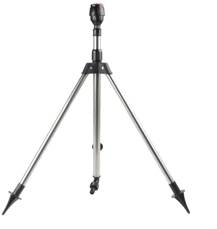 Arroseur de jardin rotatif automatique avec trépied réglable, buse d'arrosage circulaire à 360 ° pour irrigation de pelouse, pelouse et terrasse - Acier inoxydable A