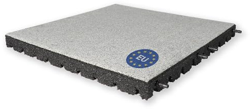Gartenpirat Fallschutzmatte 50x50 cm 40 mm Steingrau – Gummimatte für öffentliche Spielplätze EN 1177 – Bodenschutzmatte Garten Spielturm Fitness – rutschfest wetterfest schadstofffrei – Innen & Außen