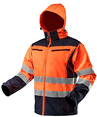 Neo Tools Softshell varningjacka med reflekterande ränder orange neon gul arbetsjacka varningsskydd säkerhetsbyxor M orange