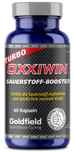 Goldfield Oxxiwin | Ausdauer Sauerstoff Booster | Gehirn Booster | Sauerstoff - Konzentration Ginkgo Biloba Extrakt, Eisen, Chrom, L Tyrosin und Vitamin Komplex | (Long-Covid Unterstützung) 60 Kapseln