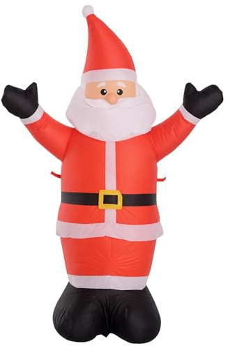 HOMCOM Babbo Natale Gonfiabile Luminoso Luci LED Decorazione Natalizia | Decorazione Natalizia, da Esterno e Interno, con Gonfiatore Incluso
