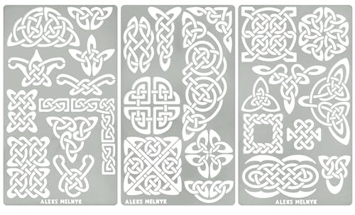 Aleks Melnyk #37 Keltischer Knoten, Bordüre Schablonen Möbel, Metall Designer Stencils Vorlagen Painting, Ornamente Vintage, Wikinger Dekoration, Brandmalerei, Gravur, Wikinger Bild, Malen, 3 Stück
