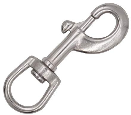T::A 2 Stück 87x16mm Wirbelkarabiner Edelstahl V4A Inox Augwirbelhaken Bolzenkarabiner drehbare Öse Silber