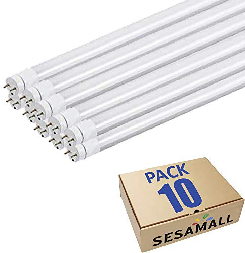 SET 10 Tubo Neon Led 120 cm 18W Attacco T8 Luce Bianco NATURALE 4000-4500 K 1980 Lumen Equivalente 200 Watt Copertura Opaca