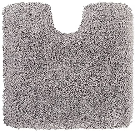 PANA® Vienna Premium Badematte • Hochflor Badvorleger • WC-Teppich mit Ausschnitt • Rutschfester und saugstarker Badezimmerteppich waschbar • Größe: 45 x 45 cm • Farbe: Grau
