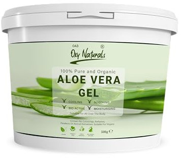 100% Pure Aloe Vera Gel from Freshly Cut Aloe Ideal for all skin & hair types After Sun Care, Dry Skin Hydration, Acne, Suitable for Face, Body, Hair, Cruelty-free Big 500g