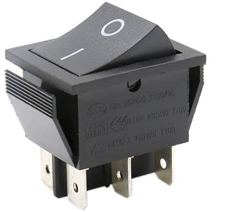 CABLEPELADO Interruptor basculante, 6 vias, 6 pines, 6 terminales, ON-OFF DPDT, 16 A 250 VAC, Negro sin LED