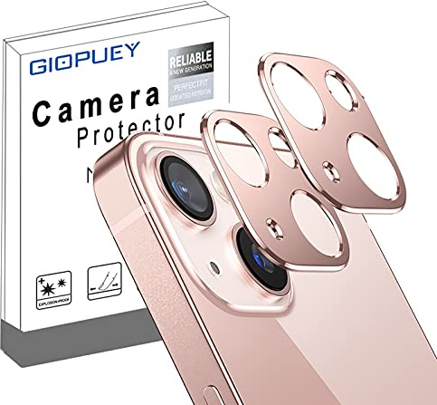 GIOPUEY Camera Lens Protector Compatible with iPhone 13,[2 Pack] iPhone 13 mini Camera Protector,Camera Lens Metal Protectors [Does Not Affect Imaging](Pink)