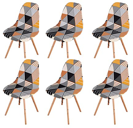 Highdi Housse de Chaise Scandinaves Lot de 6, Extensible Housse de Chaise de Salle à Manger, Universelle Couverture de Chaise sans Accoudoirs pour Décoration de Salon Cuisine Maison
