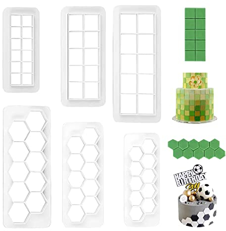 ZHIQIN Set Tagliabiscotti 6 Pezzi Taglierina per Biscotti Esagono Tagliapasta Quadrati per Torta Tagliabiscotti Geometrici per Decorazione Della Torta Biscotti Fondente