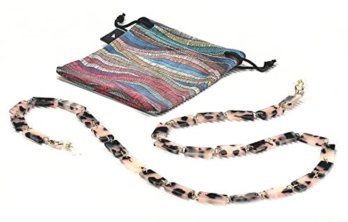 Airport Centrostyle 10365 Brillenketten für Brillen oder Sonnenbrillen, umwandelbar, beige und schwarz/gold mit Marmoreffekt, Länge 70 cm, beige, S