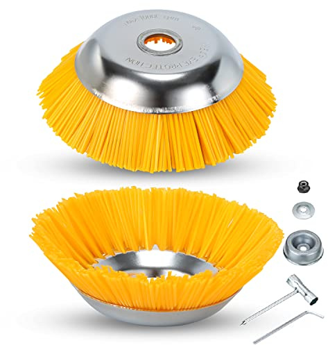 Herrselsam Unkrautbürste Profi Wildkraut Fugenbürste Stahl Rundbürsten Fuer 200x25,4mm Wildkrautbürste Weed Brush für Motorsense Unkrauttrimmer Garten Zubehör（2STK）