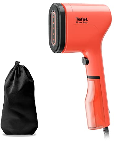 Tefal DT2022 Pure Pop Dampfbürste | 1300 W | 70 ml Wassertank | entfernt bis zu 99,99% der Viren/Bakterien/Keime | schnelles Aufheizen | 20 g/Min. kontinuierliche Dampfabgabe | Korallenrot/Schwarz