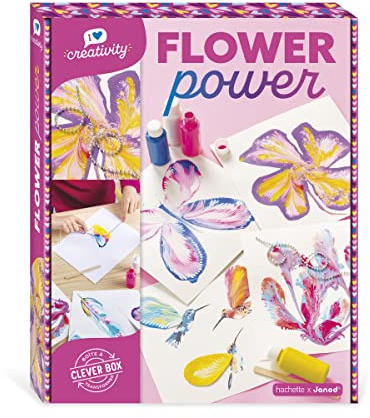 Janod - Flower Power - I Love Creativity - 5 Acrylbilder zum Malen - Kreatives Hobby Kinder - Feinmotorik und Konzentration - Ab 8 Jahre, J07738